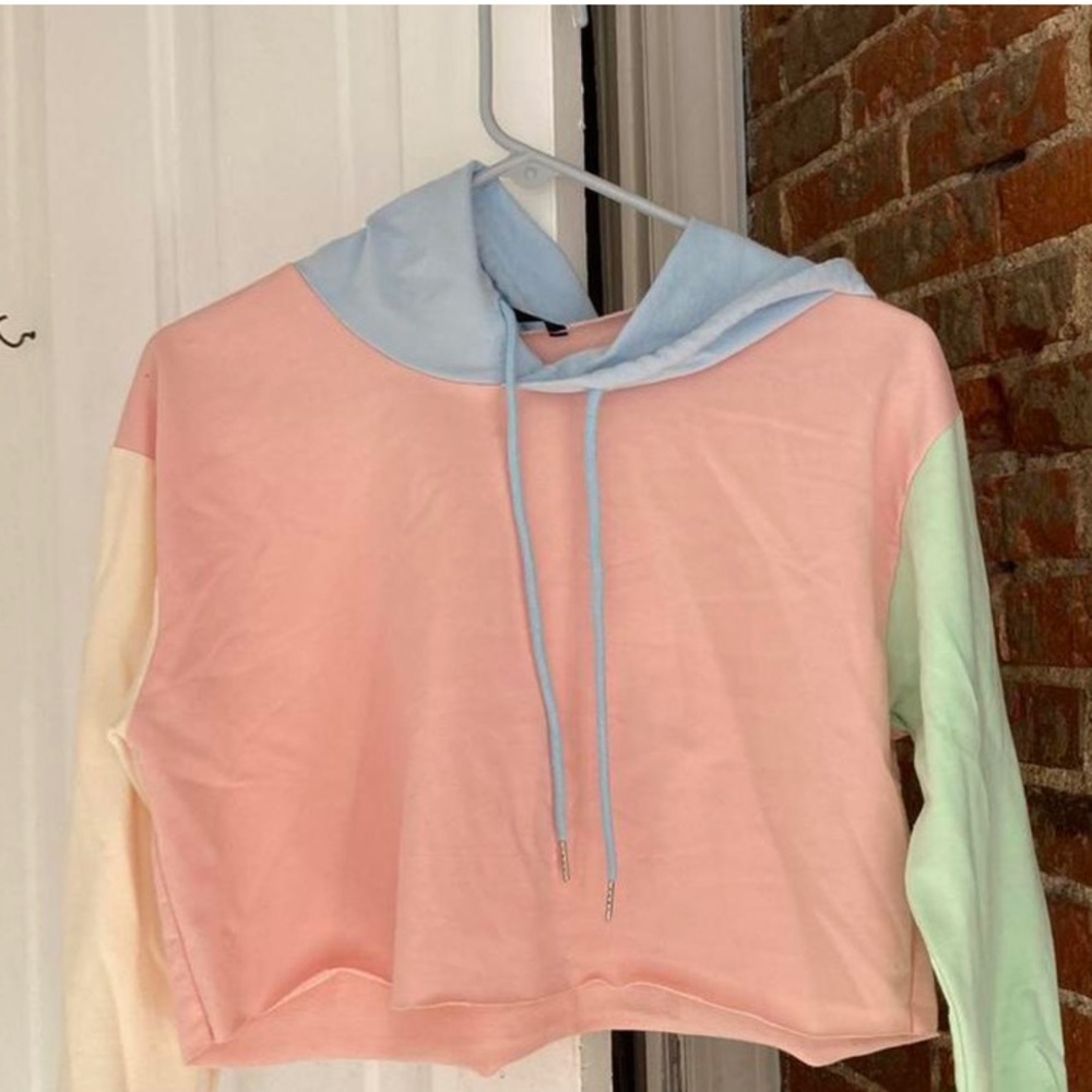 Cropped Color-Block Pastel hoodie